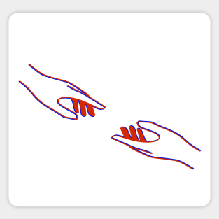 Reaching out! ( blue and red) Sticker